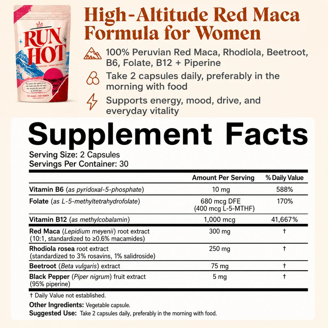 Run Hot red maca pouch view 2